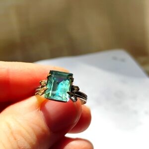 Aquamarine Adjustable Ring Sterling Shank Band Size 6-7 Bgj